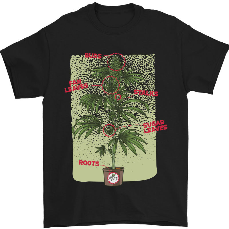 Weed Plant Cannabis Bud Drugs Marijuana Mens T-Shirt 100% Cotton Black