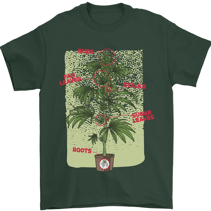 Weed Plant Cannabis Bud Drugs Marijuana Mens T-Shirt 100% Cotton Forest Green