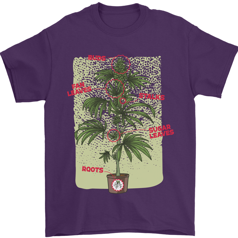 Weed Plant Cannabis Bud Drugs Marijuana Mens T-Shirt 100% Cotton Purple