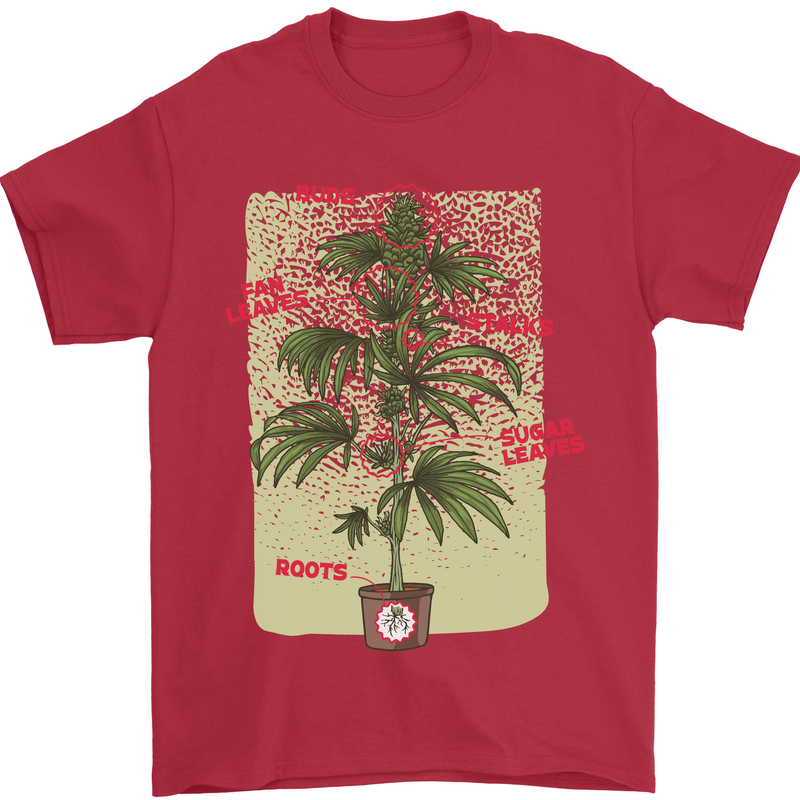 Weed Plant Cannabis Bud Drugs Marijuana Mens T-Shirt 100% Cotton Red
