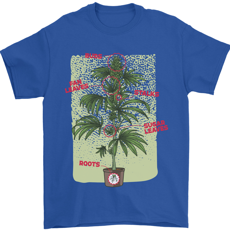 Weed Plant Cannabis Bud Drugs Marijuana Mens T-Shirt 100% Cotton Royal Blue