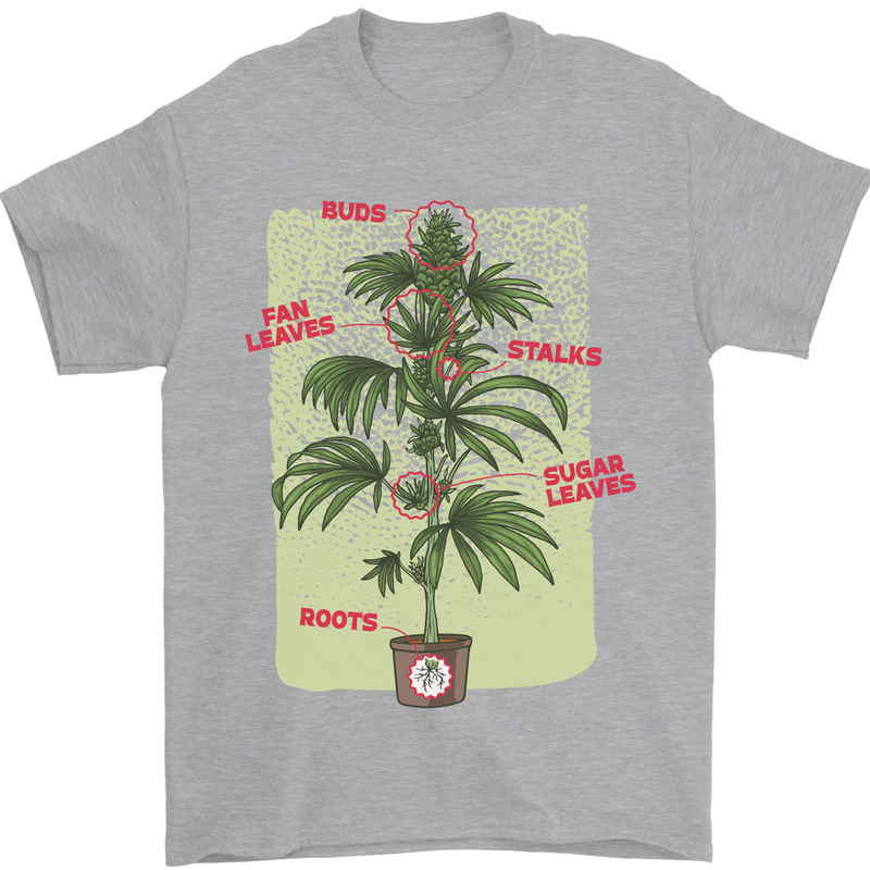 Weed Plant Cannabis Bud Drugs Marijuana Mens T-Shirt 100% Cotton Sports Grey
