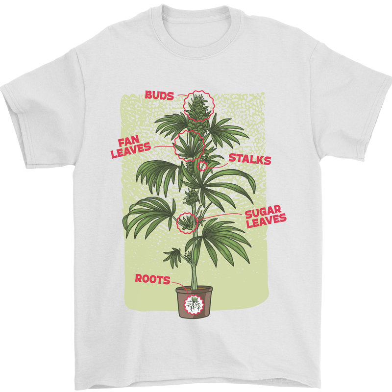 Weed Plant Cannabis Bud Drugs Marijuana Mens T-Shirt 100% Cotton White