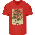 Weed Plant Cannabis Bud Drugs Marijuana Mens V-Neck Cotton T-Shirt Red