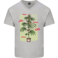 Weed Plant Cannabis Bud Drugs Marijuana Mens V-Neck Cotton T-Shirt Sports Grey
