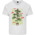 Weed Plant Cannabis Bud Drugs Marijuana Mens V-Neck Cotton T-Shirt White