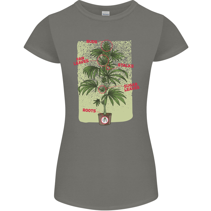 Weed Plant Cannabis Bud Drugs Marijuana Womens Petite Cut T-Shirt Charcoal