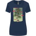 Weed Plant Cannabis Bud Drugs Marijuana Womens Wider Cut T-Shirt Navy Blue