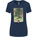 Weed Plant Cannabis Bud Drugs Marijuana Womens Wider Cut T-Shirt Navy Blue