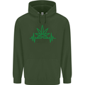 Weed Pulse Heart Cannabis Drugs ECG Childrens Kids Hoodie Forest Green