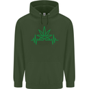 Weed Pulse Heart Cannabis Drugs ECG Childrens Kids Hoodie Forest Green