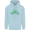 Weed Pulse Heart Cannabis Drugs ECG Childrens Kids Hoodie Light Blue