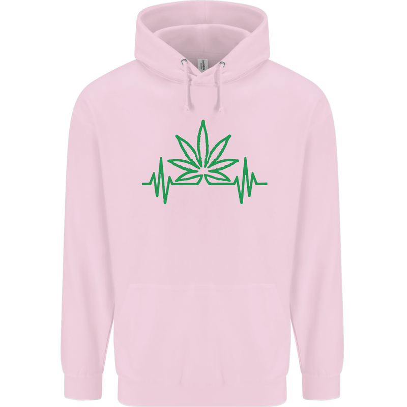 Weed Pulse Heart Cannabis Drugs ECG Childrens Kids Hoodie Light Pink