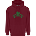 Weed Pulse Heart Cannabis Drugs ECG Childrens Kids Hoodie Maroon
