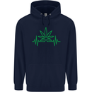 Weed Pulse Heart Cannabis Drugs ECG Childrens Kids Hoodie Navy Blue