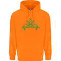 Weed Pulse Heart Cannabis Drugs ECG Childrens Kids Hoodie Orange