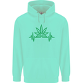 Weed Pulse Heart Cannabis Drugs ECG Childrens Kids Hoodie Peppermint