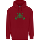 Weed Pulse Heart Cannabis Drugs ECG Childrens Kids Hoodie Red