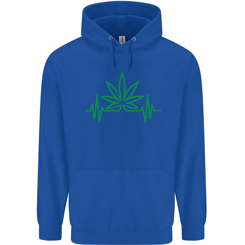 Weed Pulse Heart Cannabis Drugs ECG Childrens Kids Hoodie Royal Blue