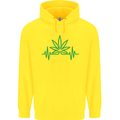 Weed Pulse Heart Cannabis Drugs ECG Childrens Kids Hoodie Yellow
