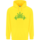 Weed Pulse Heart Cannabis Drugs ECG Childrens Kids Hoodie Yellow