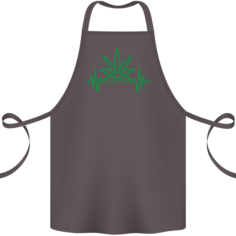 Weed Pulse Heart Cannabis Drugs ECG Cotton Apron 100% Organic Dark Grey