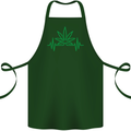 Weed Pulse Heart Cannabis Drugs ECG Cotton Apron 100% Organic Forest Green