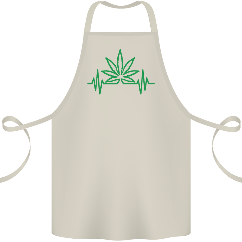 Weed Pulse Heart Cannabis Drugs ECG Cotton Apron 100% Organic Natural
