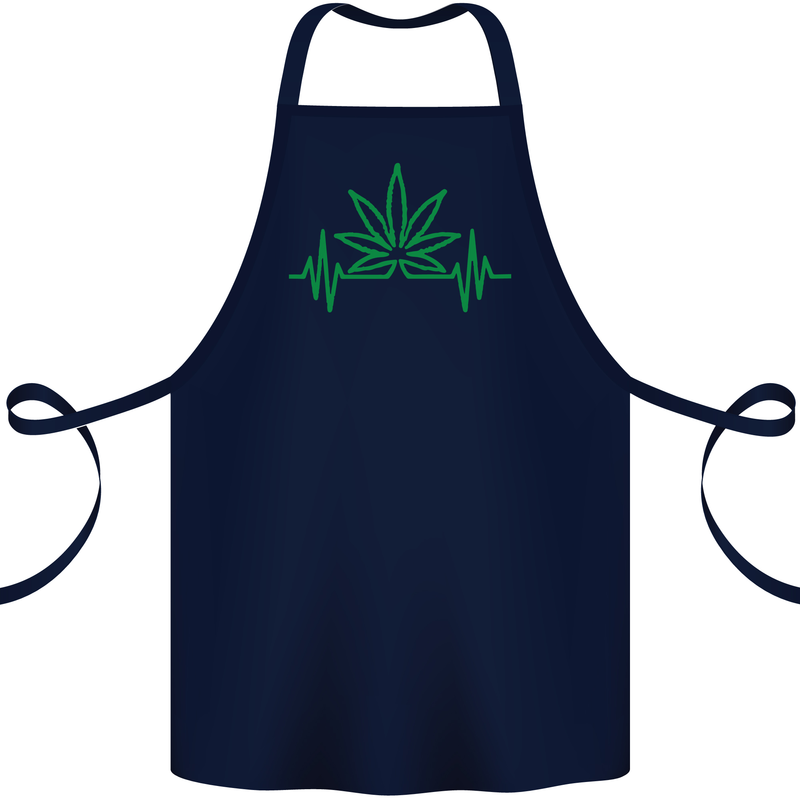 Weed Pulse Heart Cannabis Drugs ECG Cotton Apron 100% Organic Navy Blue