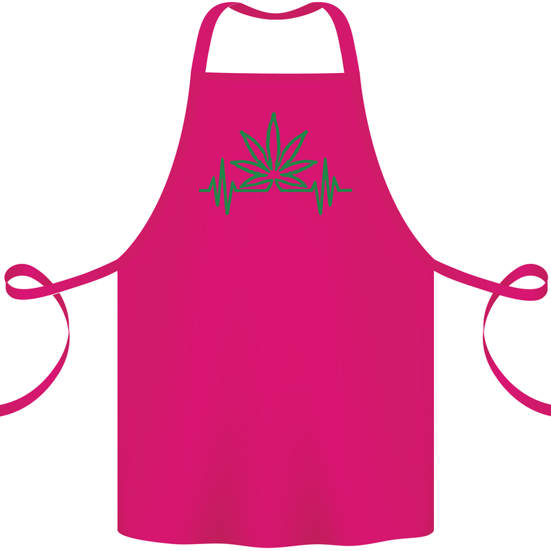 Weed Pulse Heart Cannabis Drugs ECG Cotton Apron 100% Organic Pink