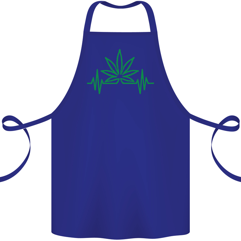 Weed Pulse Heart Cannabis Drugs ECG Cotton Apron 100% Organic Royal Blue