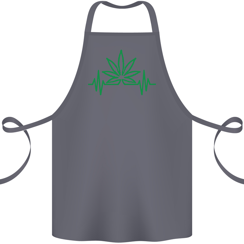Weed Pulse Heart Cannabis Drugs ECG Cotton Apron 100% Organic Steel