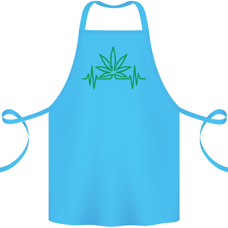 Weed Pulse Heart Cannabis Drugs ECG Cotton Apron 100% Organic Turquoise