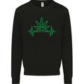 Weed Pulse Heart Cannabis Drugs ECG Kids Sweatshirt Jumper Black