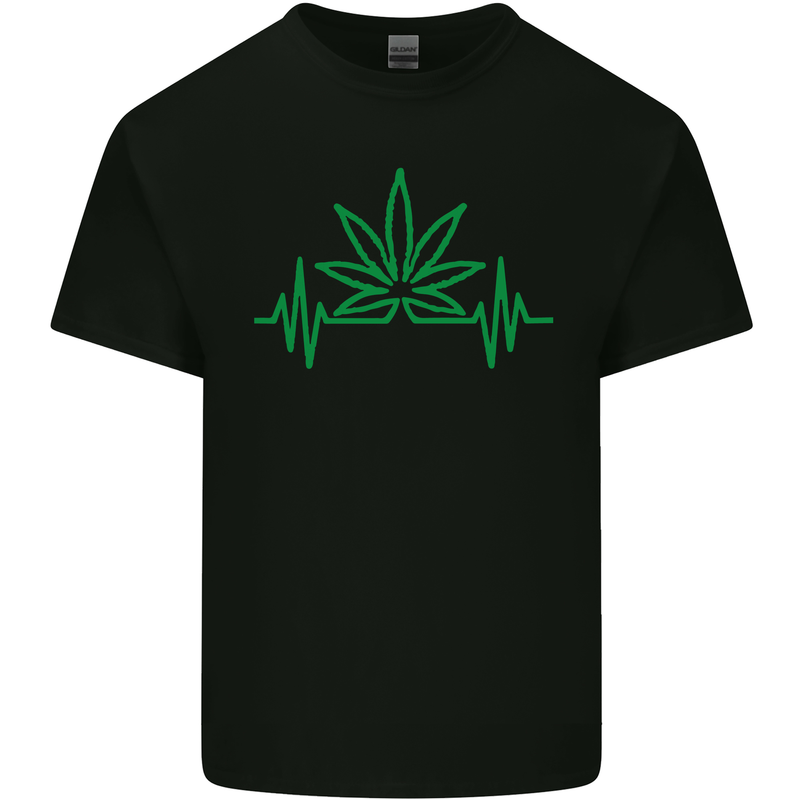 Weed Pulse Heart Cannabis Drugs ECG Kids T-Shirt Childrens Black