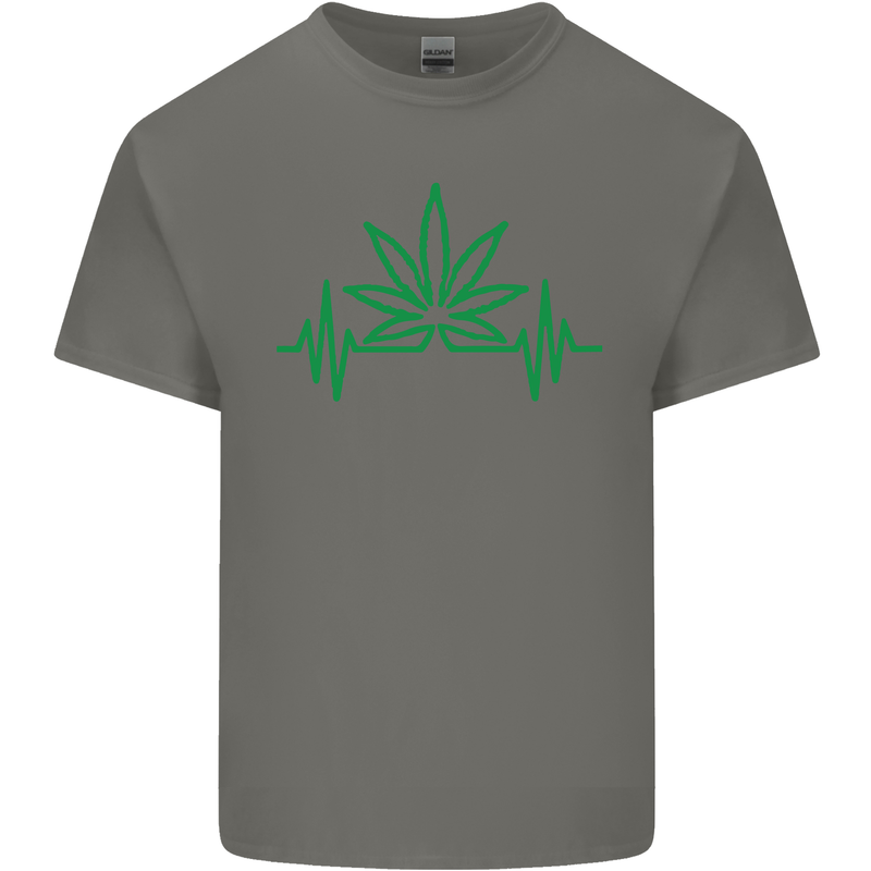 Weed Pulse Heart Cannabis Drugs ECG Kids T-Shirt Childrens Charcoal
