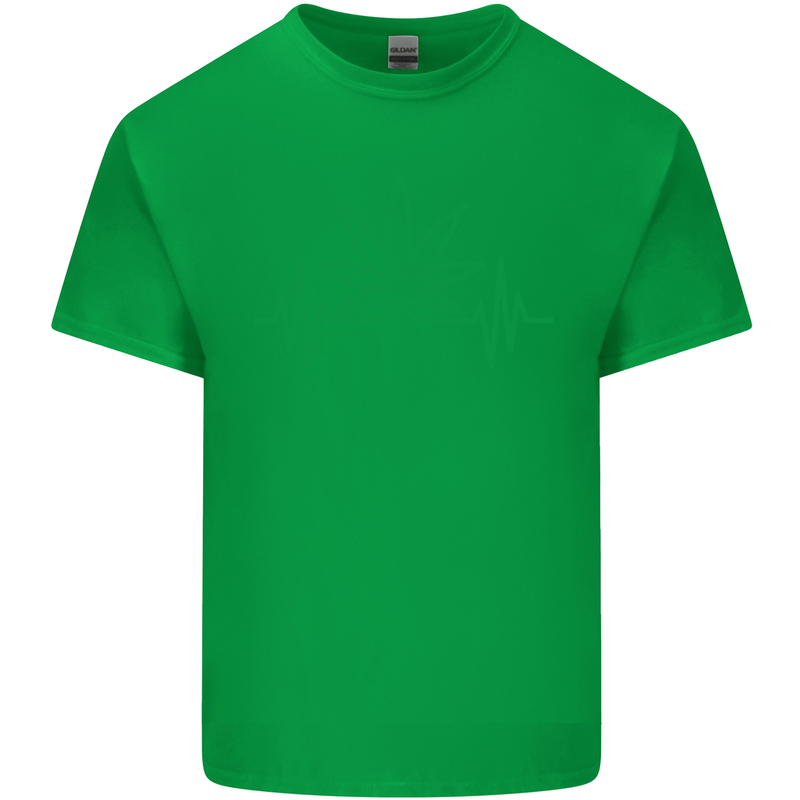 Weed Pulse Heart Cannabis Drugs ECG Kids T-Shirt Childrens Irish Green