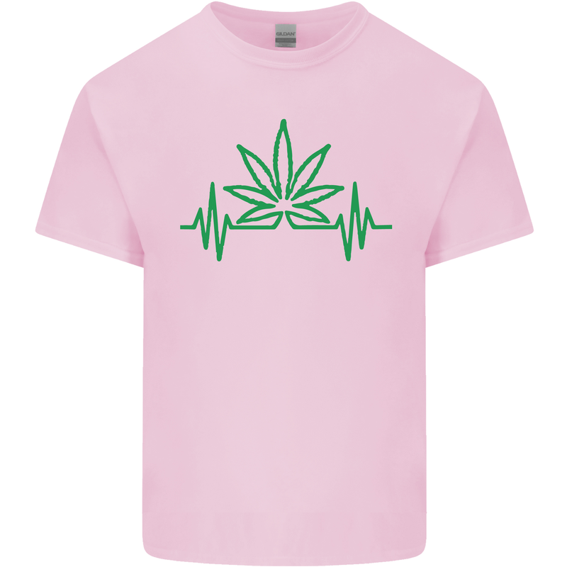 Weed Pulse Heart Cannabis Drugs ECG Kids T-Shirt Childrens Light Pink