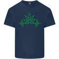 Weed Pulse Heart Cannabis Drugs ECG Kids T-Shirt Childrens Navy Blue