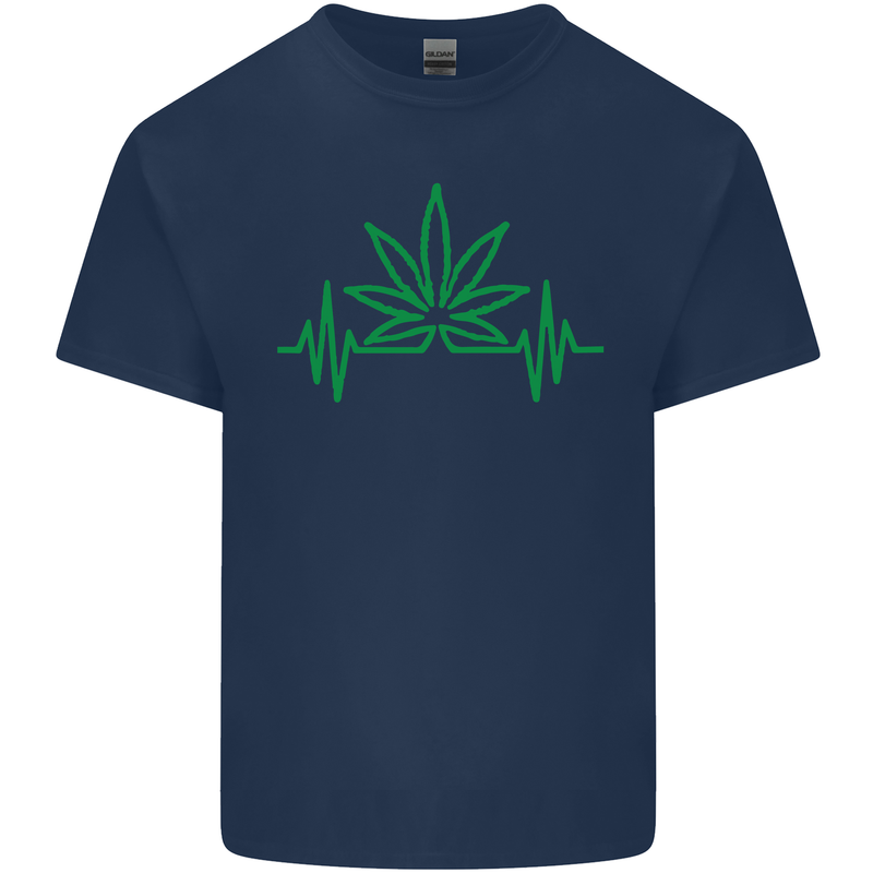 Weed Pulse Heart Cannabis Drugs ECG Kids T-Shirt Childrens Navy Blue
