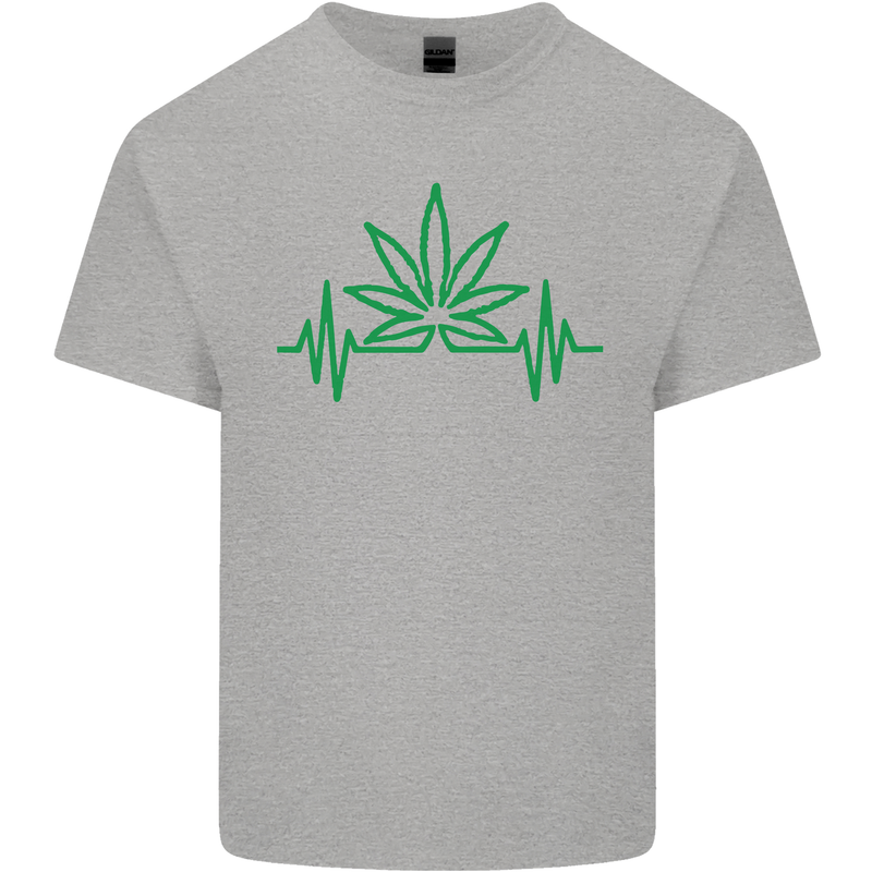 Weed Pulse Heart Cannabis Drugs ECG Kids T-Shirt Childrens Sports Grey
