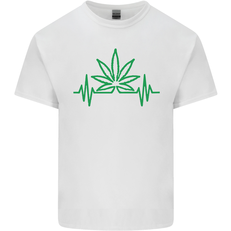 Weed Pulse Heart Cannabis Drugs ECG Kids T-Shirt Childrens White