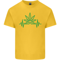 Weed Pulse Heart Cannabis Drugs ECG Kids T-Shirt Childrens Yellow