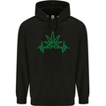 Weed Pulse Heart Cannabis Drugs ECG Mens 80% Cotton Hoodie Black