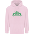 Weed Pulse Heart Cannabis Drugs ECG Mens 80% Cotton Hoodie Light Pink