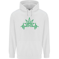 Weed Pulse Heart Cannabis Drugs ECG Mens 80% Cotton Hoodie White