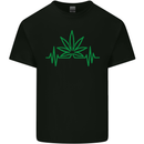 Weed Pulse Heart Cannabis Drugs ECG Mens Cotton T-Shirt Tee Top Black