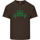Weed Pulse Heart Cannabis Drugs ECG Mens Cotton T-Shirt Tee Top Dark Chocolate