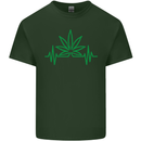 Weed Pulse Heart Cannabis Drugs ECG Mens Cotton T-Shirt Tee Top Forest Green