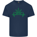 Weed Pulse Heart Cannabis Drugs ECG Mens Cotton T-Shirt Tee Top Navy Blue
